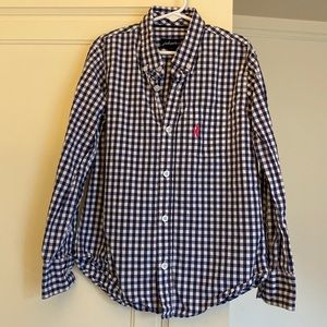 Johnnie-O boy’s gingham long sleeve button-down, size 8